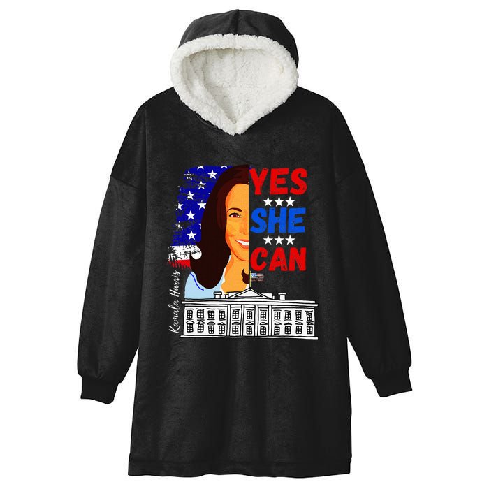 Yes She Can Kamala Harris 2024 Us Presidential Election Hooded Wearable Blanket