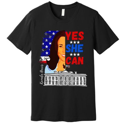 Yes She Can Kamala Harris 2024 Us Presidential Election Premium T-Shirt