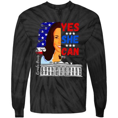 Yes She Can Kamala Harris 2024 Us Presidential Election Tie-Dye Long Sleeve Shirt