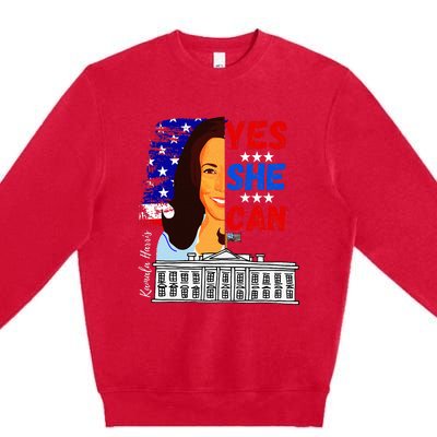 Yes She Can Kamala Harris 2024 Us Presidential Election Premium Crewneck Sweatshirt