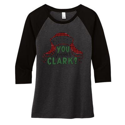 You Serious Clark? Women's Tri-Blend 3/4-Sleeve Raglan Shirt