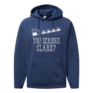 You Serious Clark Santa Claus Reindeer Sleigh Xmas Holiday Gift Performance Fleece Hoodie