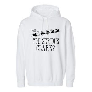 You Serious Clark Santa Claus Reindeer Sleigh Xmas Holiday Gift Garment-Dyed Fleece Hoodie