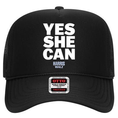 Yes She Can Kamala Harris 2024 Elections High Crown Mesh Back Trucker Hat