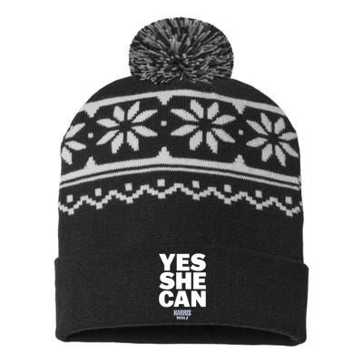 Yes She Can Kamala Harris 2024 Elections USA-Made Snowflake Beanie