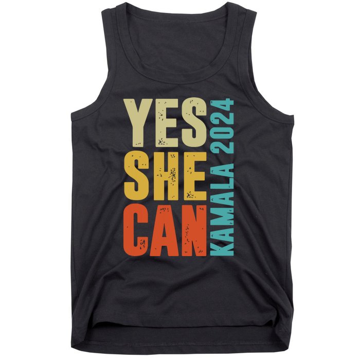 Yes She Can Kamala 2024 Retro Colors Tank Top