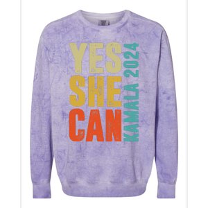 Yes She Can Kamala 2024 Retro Colors Colorblast Crewneck Sweatshirt