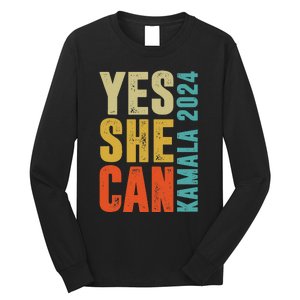 Yes She Can Kamala 2024 Retro Colors Long Sleeve Shirt