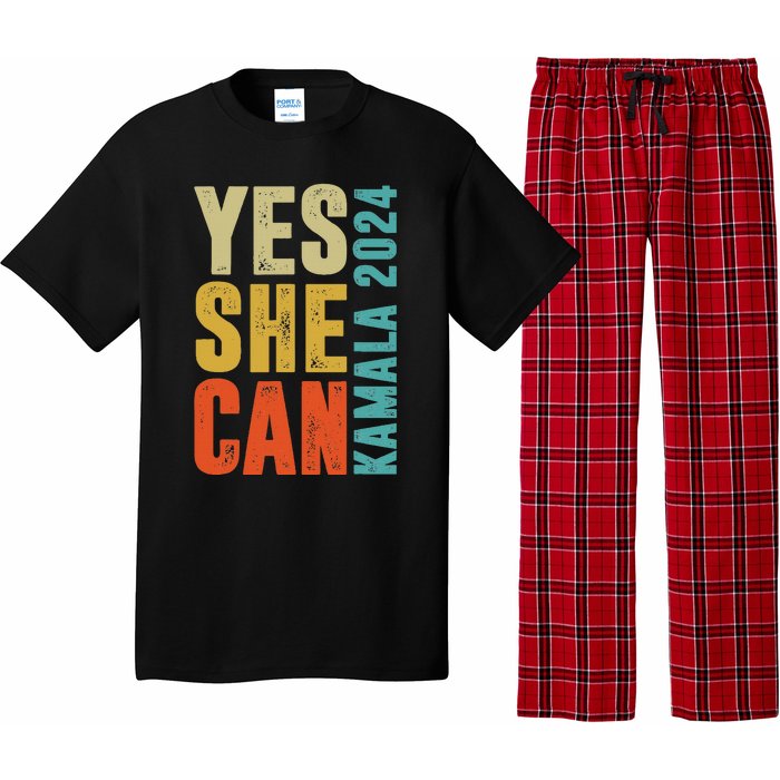 Yes She Can Kamala 2024 Retro Colors Pajama Set