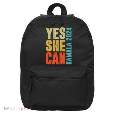 Yes She Can Kamala 2024 Retro Colors 16 in Basic Backpack