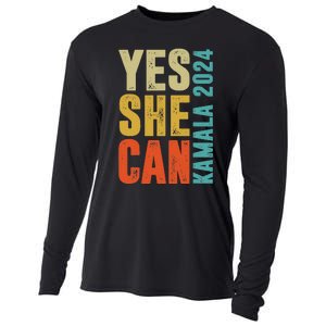 Yes She Can Kamala 2024 Retro Colors Cooling Performance Long Sleeve Crew