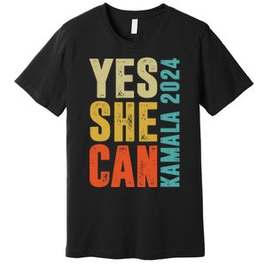 Yes She Can Kamala 2024 Retro Colors Premium T-Shirt