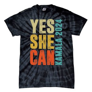 Yes She Can Kamala 2024 Retro Colors Tie-Dye T-Shirt