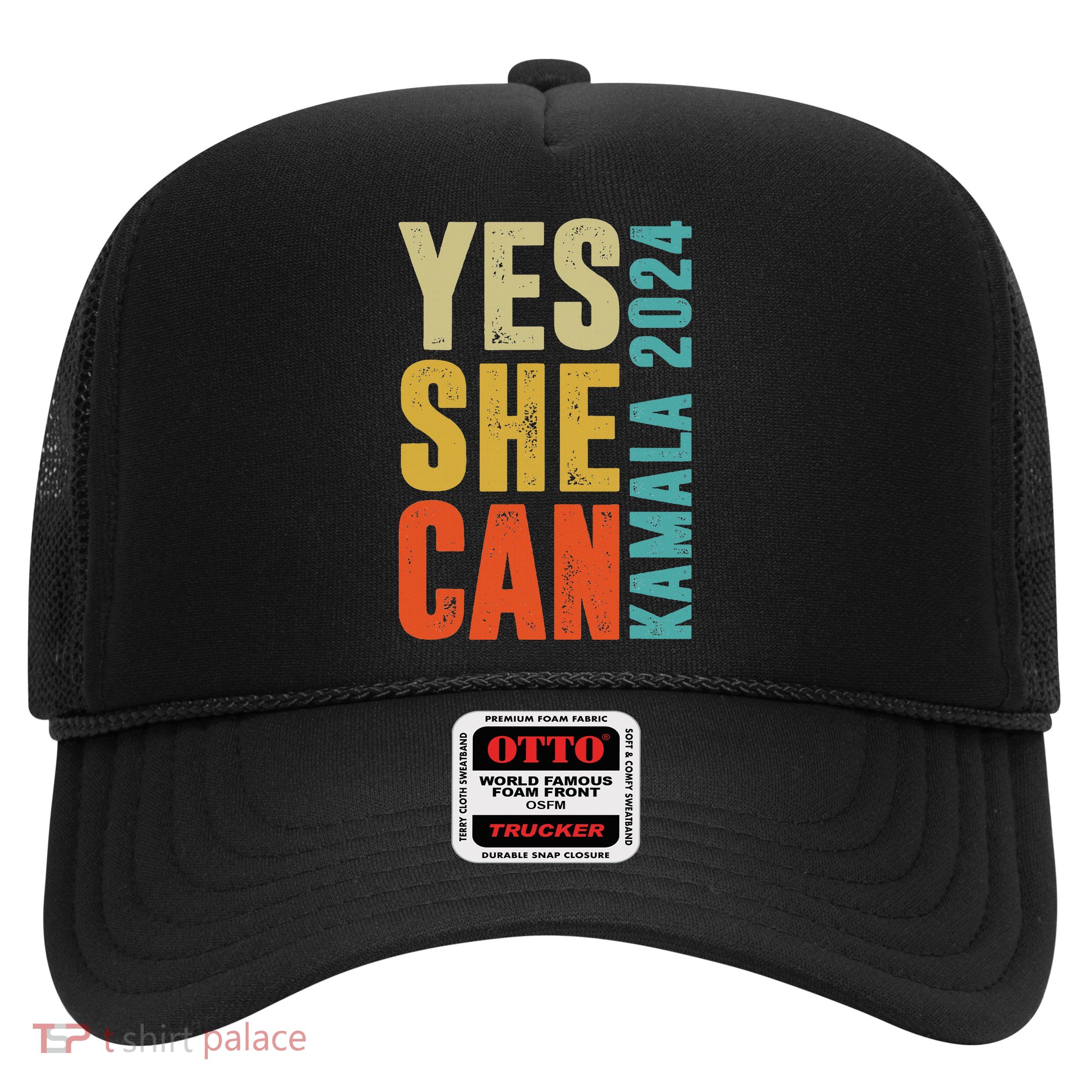 Yes She Can Kamala 2024 Retro Colors Trucker Hat