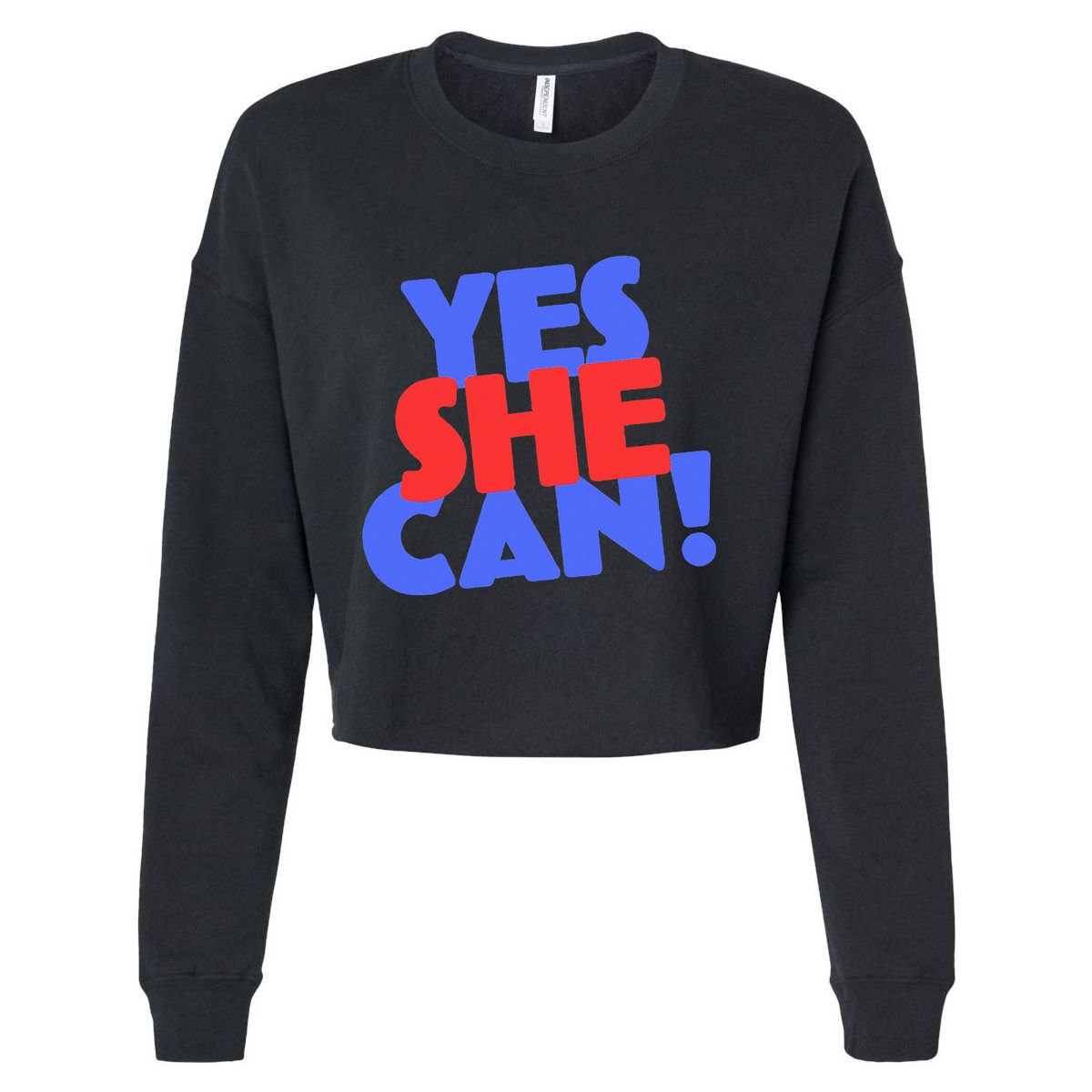 Yes She Can Cropped Pullover Crew
