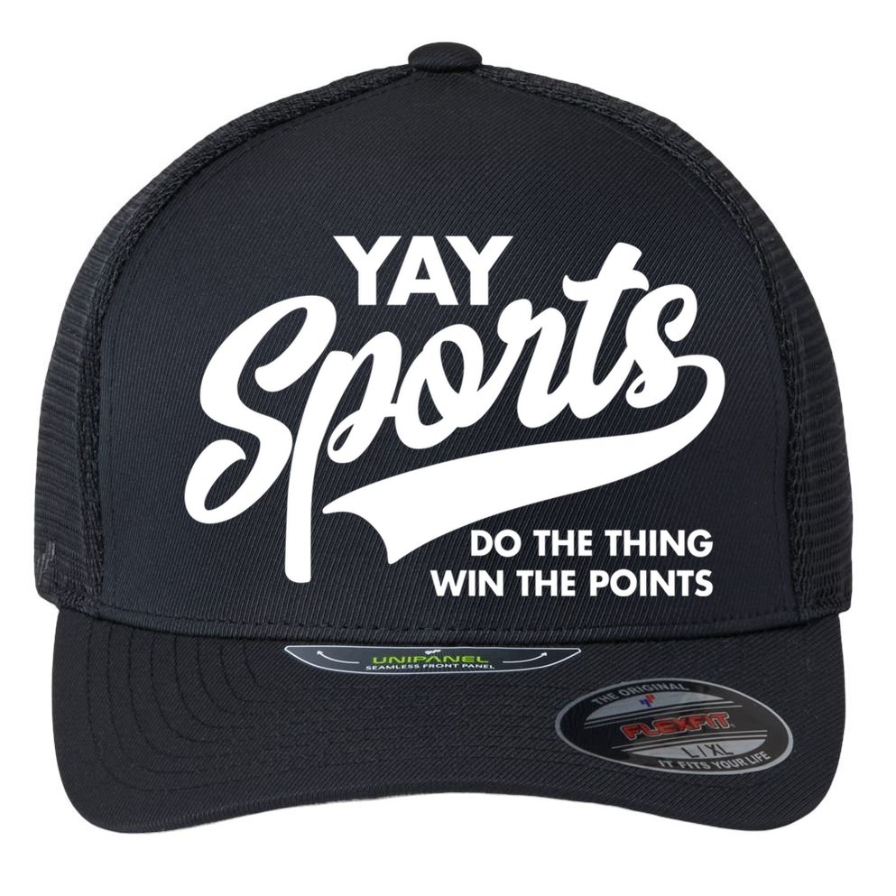 Yay Sports Do The Thing Win The Points Swash White Flexfit Unipanel Trucker Cap