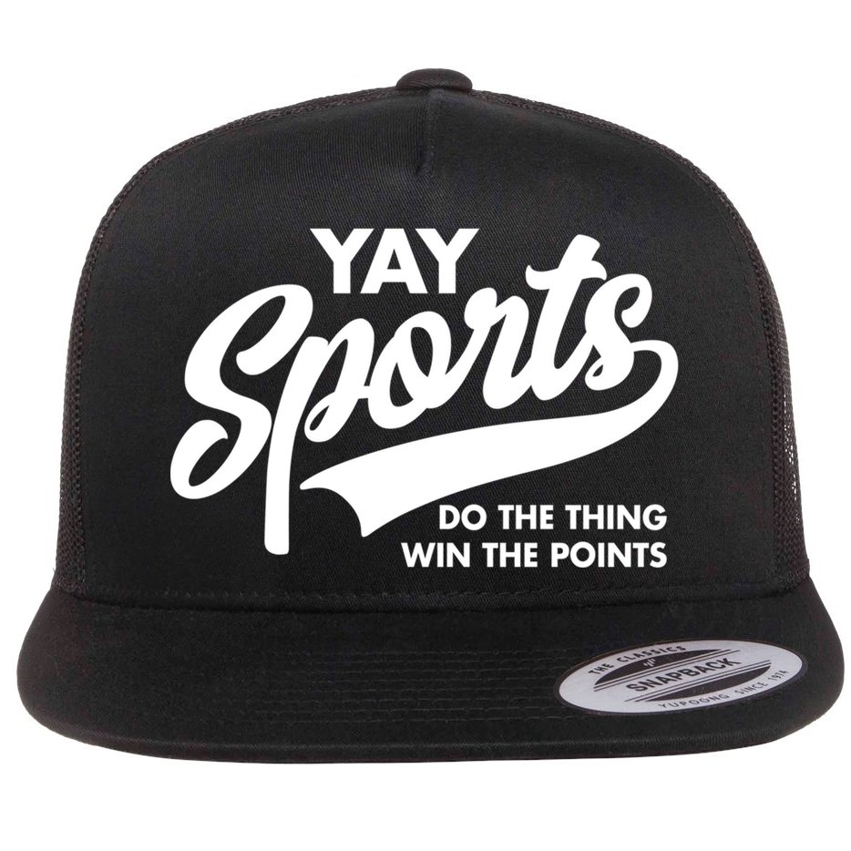 Yay Sports Do The Thing Win The Points Swash White Flat Bill Trucker Hat