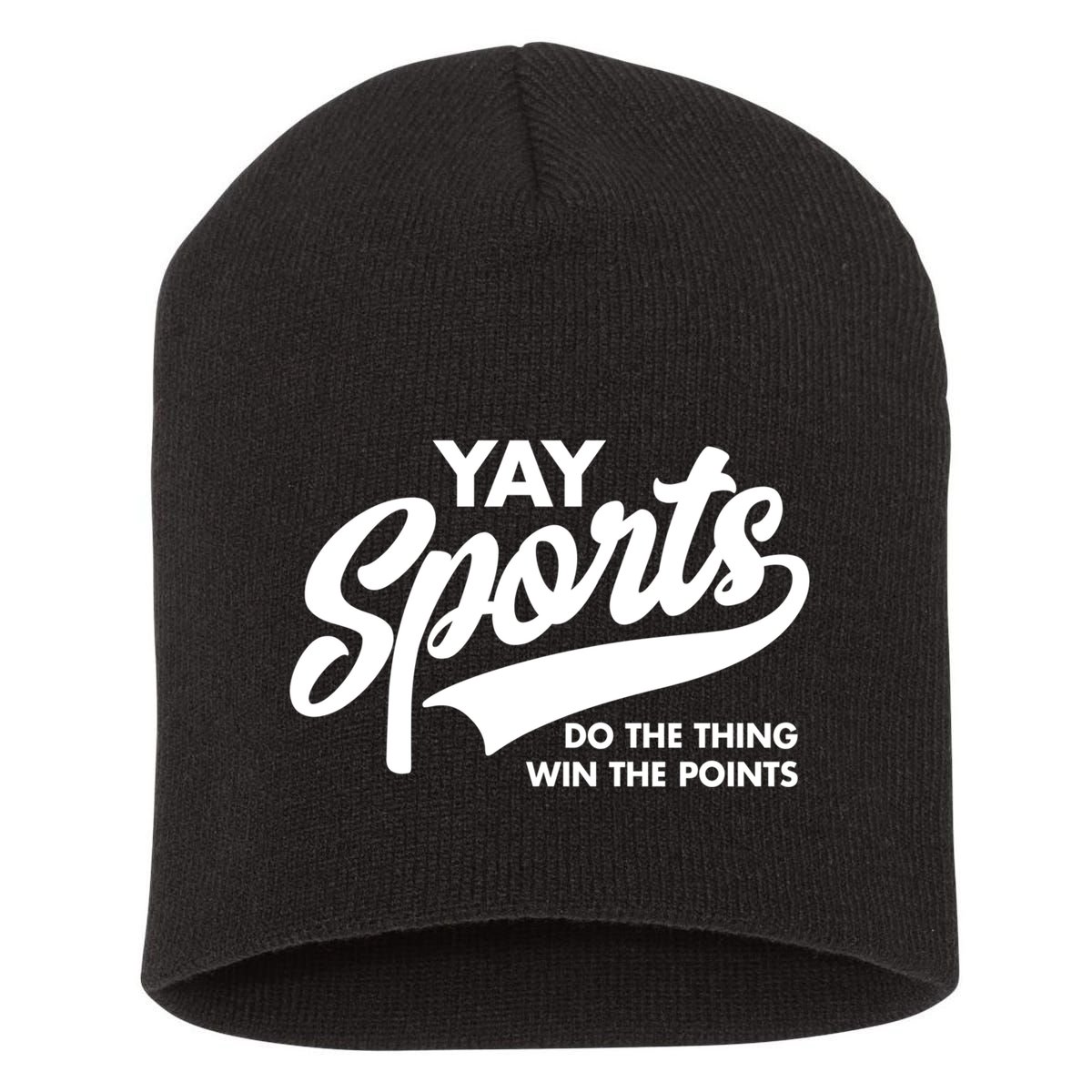 Yay Sports Do The Thing Win The Points Swash White Short Acrylic Beanie