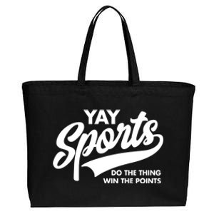 Yay Sports Do The Thing Win The Points Swash White Cotton Canvas Jumbo Tote