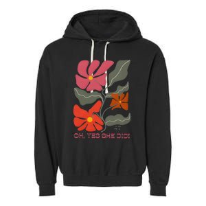 Yes She Did Boho Floral Kamala Wins She Won! Garment-Dyed Fleece Hoodie