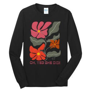 Yes She Did Boho Floral Kamala Wins She Won! Tall Long Sleeve T-Shirt