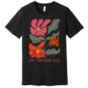 Yes She Did Boho Floral Kamala Wins She Won! Premium T-Shirt