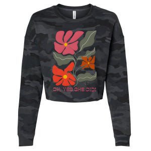 Yes She Did Boho Floral Kamala Wins She Won! Cropped Pullover Crew