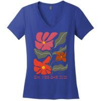 Yes She Did Boho Floral Kamala Wins She Won! Women's V-Neck T-Shirt