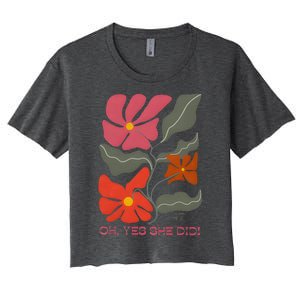 Yes She Did Boho Floral Kamala Wins She Won! Women's Crop Top Tee