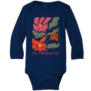 Yes She Did Boho Floral Kamala Wins She Won! Baby Long Sleeve Bodysuit