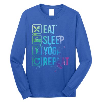 Yoga Stretching Eat Sleep Repeat Gift Long Sleeve Shirt