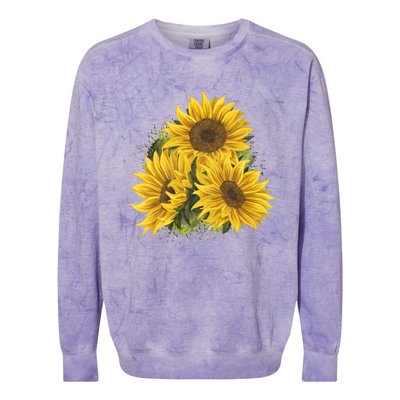 Yellow Sunflower Floral Watercolor Positivity Colorblast Crewneck Sweatshirt