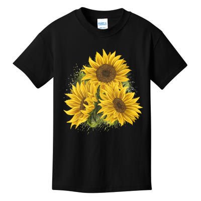 Yellow Sunflower Floral Watercolor Positivity Kids T-Shirt