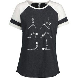 Yoga Skeleton Funny Halloween Exercise Costume Enza Ladies Jersey Colorblock Tee