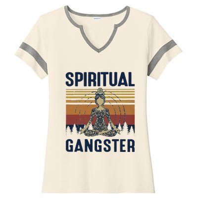 Yoga Spiritual Gangsters Vintage Yoga Lover Ladies Halftime Notch Neck Tee