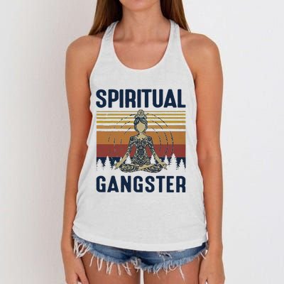 Yoga Spiritual Gangsters Vintage Yoga Lover Women's Knotted Racerback Tank