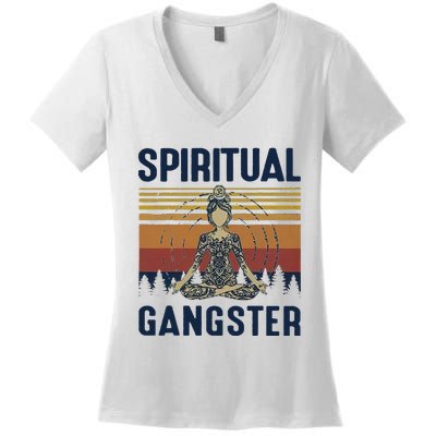 Yoga Spiritual Gangsters Vintage Yoga Lover Women's V-Neck T-Shirt