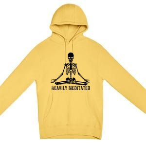 Yoga Skeleton Heavily Meditated Gift Premium Pullover Hoodie