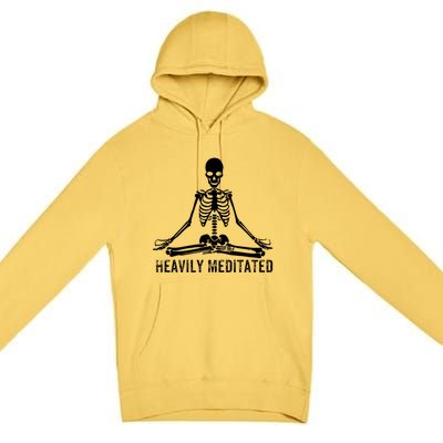 Yoga Skeleton Heavily Meditated Gift Premium Pullover Hoodie