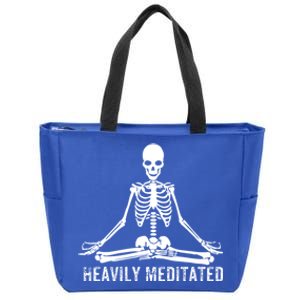 Yoga Skeleton Heavily Meditated Gift Zip Tote Bag