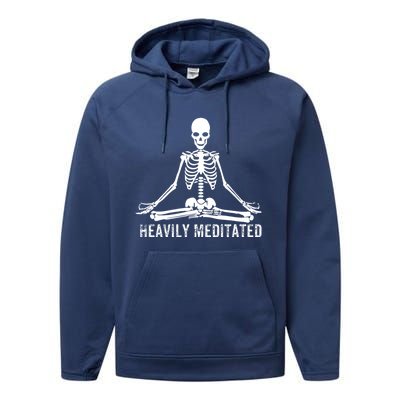 Yoga Skeleton Heavily Meditated Gift Performance Fleece Hoodie