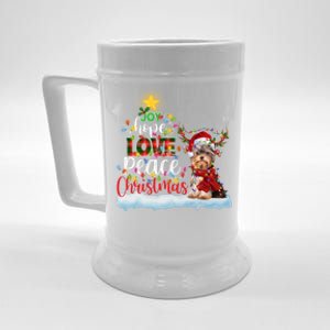 Yorkie Santa Hat Reindeer Costume Christmas Light Funny Gift Beer Stein