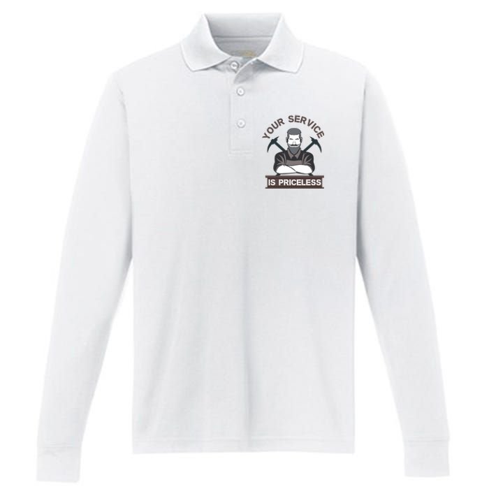 Your Service Is Priceless Performance Long Sleeve Polo