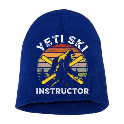 Yeti Ski Instructor Ski Lover Funny Skiing Gift Short Acrylic Beanie