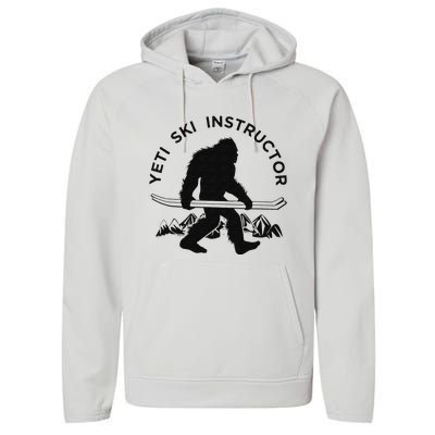 Yeti Ski Instructor Mountain Ape Snowman Skiin Performance Fleece Hoodie