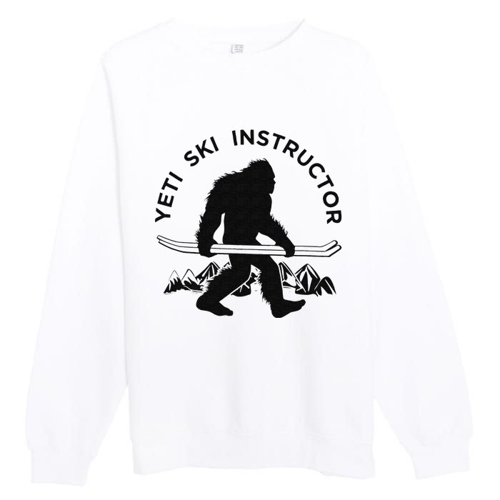 Yeti Ski Instructor Mountain Ape Snowman Skiin Premium Crewneck Sweatshirt