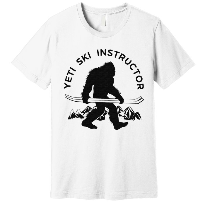 Yeti Ski Instructor Mountain Ape Snowman Skiin Premium T-Shirt