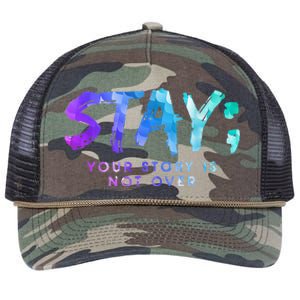 Your Story Is Not Over Stay Suicide Prevention Awareness Retro Rope Trucker Hat Cap