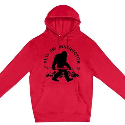 Yeti Ski Instructor Tee, Mountain Ape Snowman Skiing Premium Pullover Hoodie