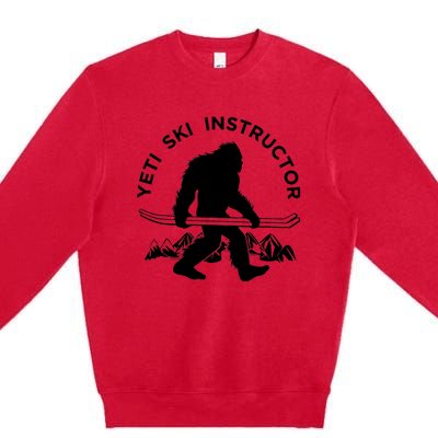 Yeti Ski Instructor Tee, Mountain Ape Snowman Skiing Premium Crewneck Sweatshirt